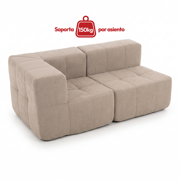 Sofá Modular 2 Piezas 170cm Bouclé Kappesberg Capuccino