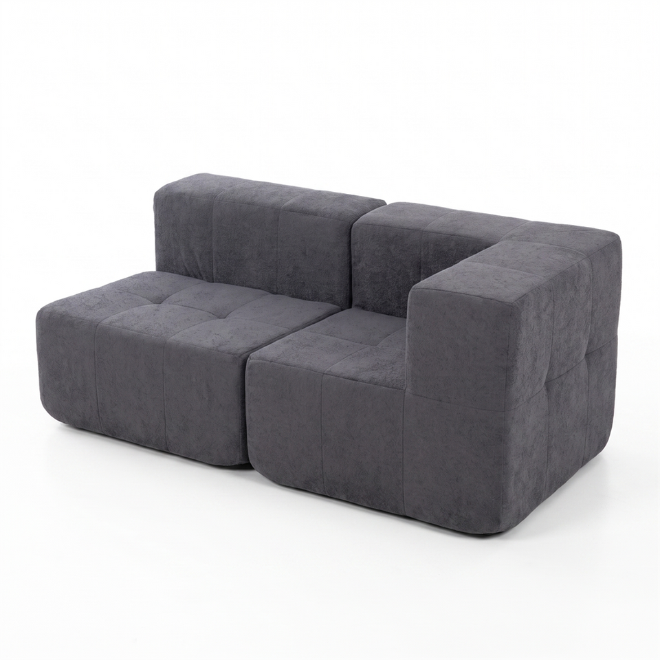 Sofá Modular 2 Piezas 170cm Bouclé Kappesberg Azul Titanio