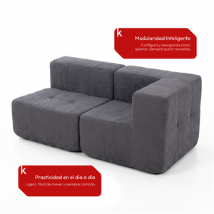Sofá Modular 2 Piezas 170cm Bouclé Kappesberg Azul Titanio