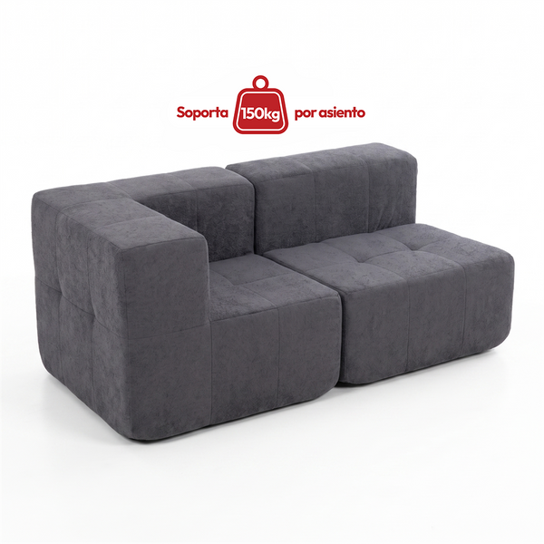 Sofá Modular 2 Piezas 170cm Bouclé Kappesberg Azul Titanio