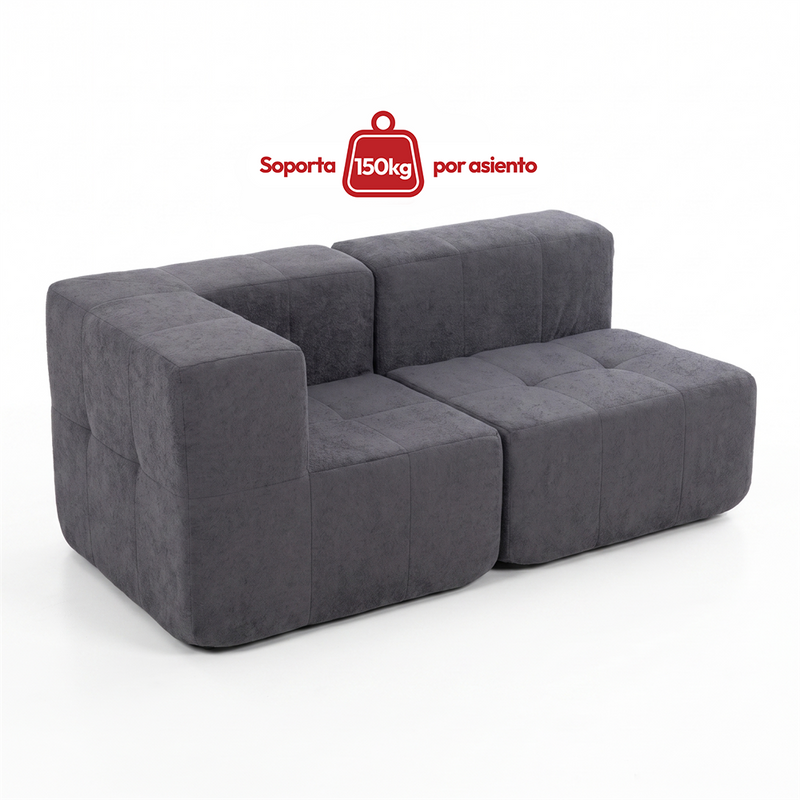 Sofá Modular 2 Piezas 170cm Bouclé Kappesberg Azul Titanio