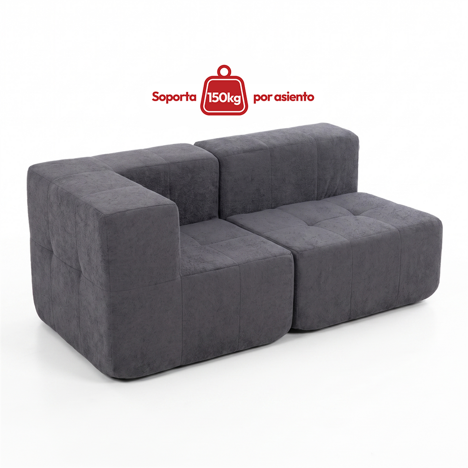 Sofá Modular 2 Piezas 170cm Bouclé Kappesberg Azul Titanio