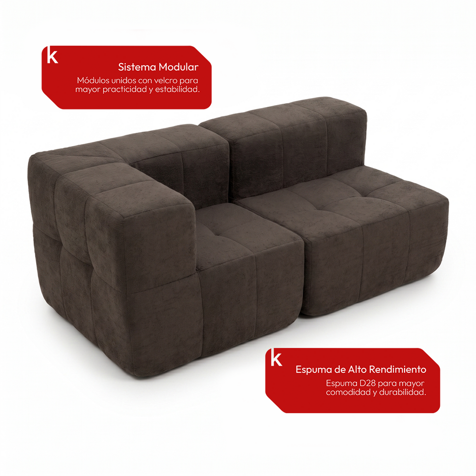 Sofá Modular 2 Piezas 170cm Bouclé Kappesberg Chocolate
