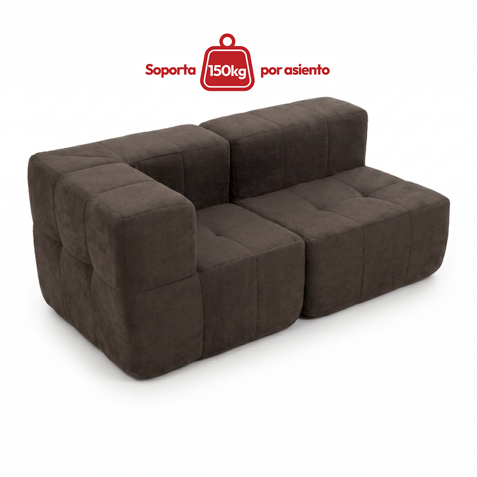 Sofá Modular 2 Piezas 170cm Bouclé Kappesberg Chocolate