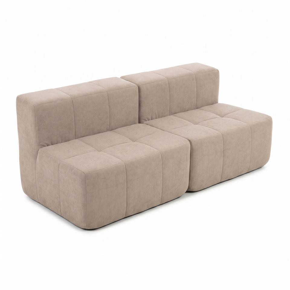 Sofá Modular 2 Piezas 168cm Bouclé Kappesberg Capuccino