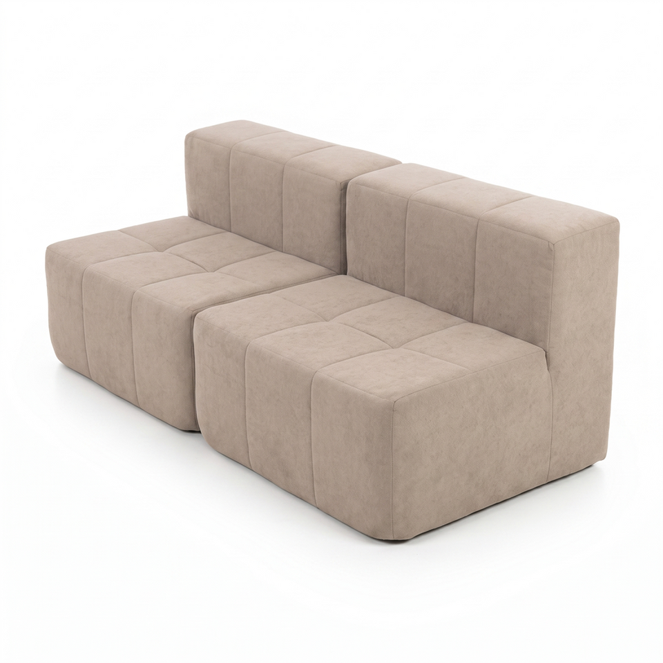 Sofá Modular 2 Piezas 168cm Bouclé Kappesberg Capuccino