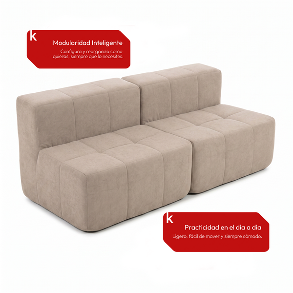 Sofá Modular 2 Piezas 168cm Bouclé Kappesberg Capuccino