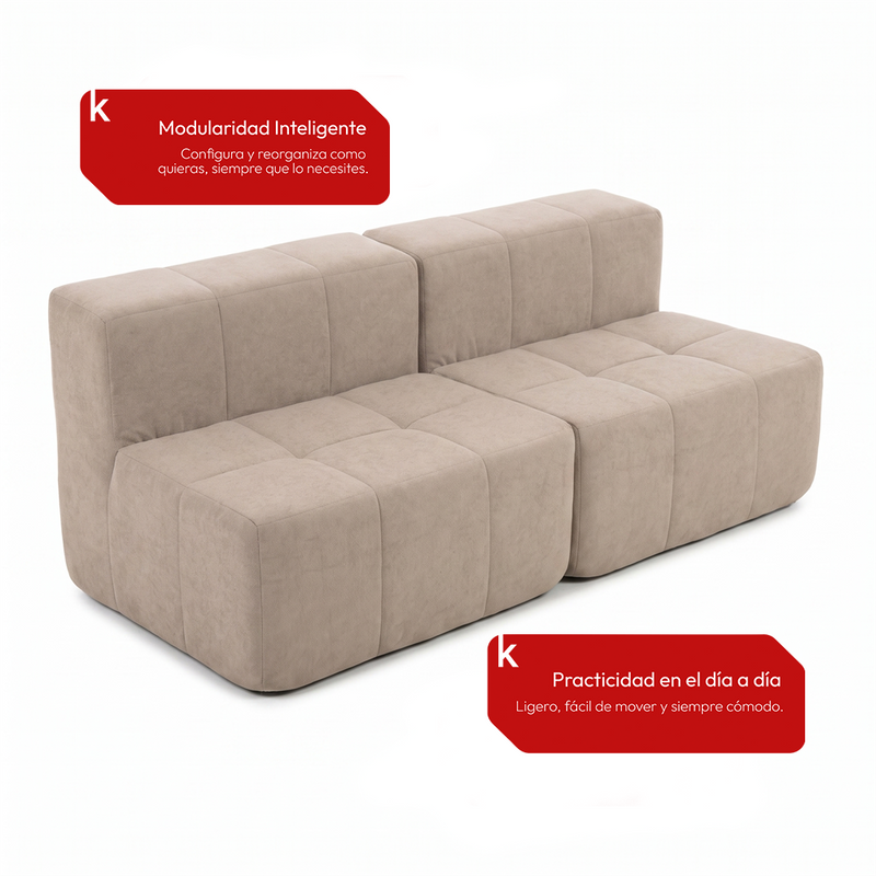 Sofá Modular 2 Piezas 168cm Bouclé Kappesberg Capuccino