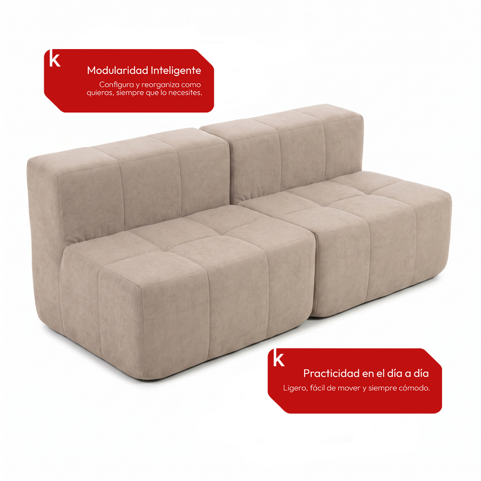 Sofá Modular 2 Piezas 168cm Bouclé Kappesberg Capuccino