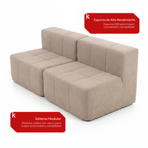 Sofá Modular 2 Piezas 168cm Bouclé Kappesberg Capuccino