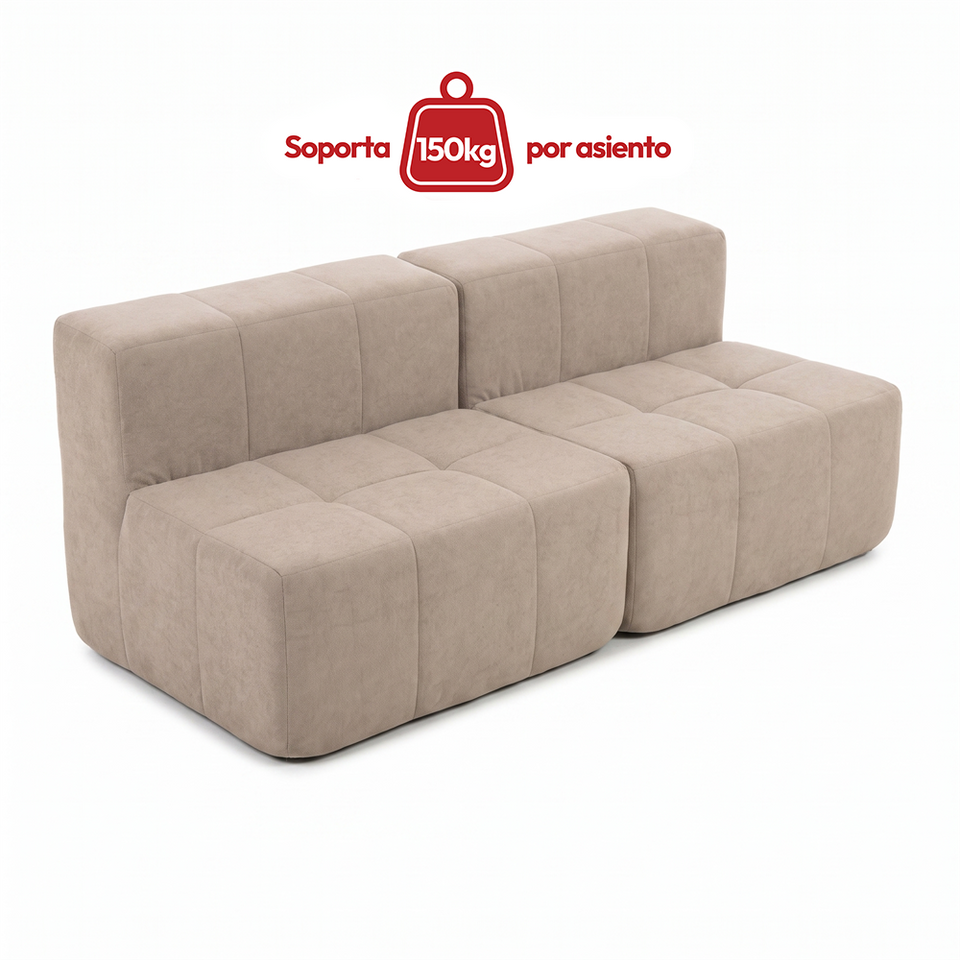 Sofá Modular 2 Piezas 168cm Bouclé Kappesberg Capuccino