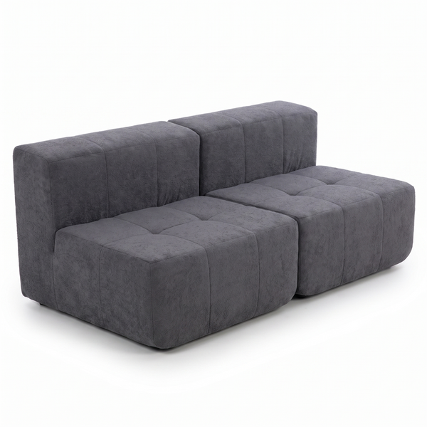 Sofá Modular 2 Piezas 168cm Bouclé Kappesberg Azul Titanio