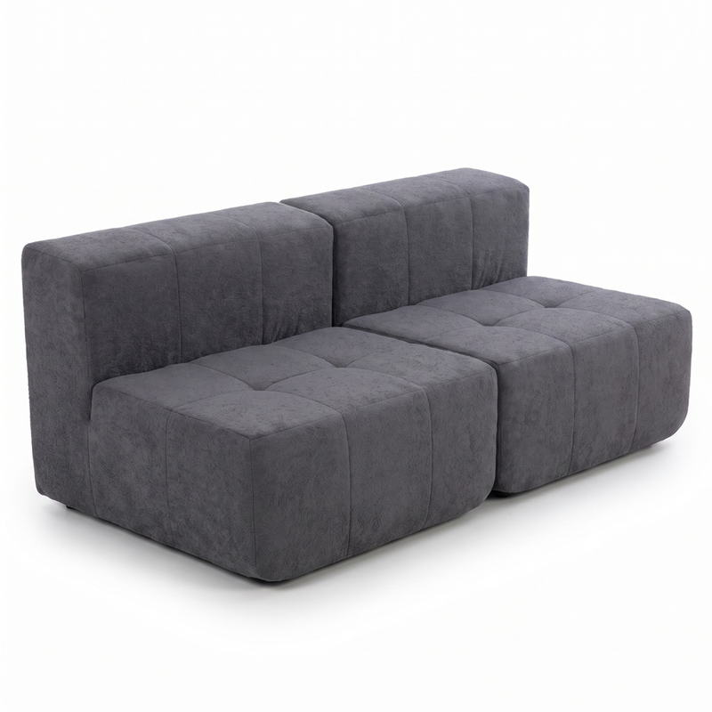 Sofá Modular 2 Piezas 168cm Bouclé Kappesberg Azul Titanio