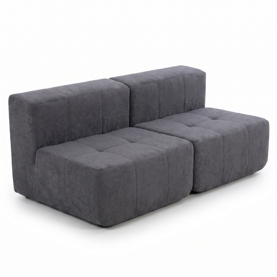 Sofá Modular 2 Piezas 168cm Bouclé Kappesberg Azul Titanio