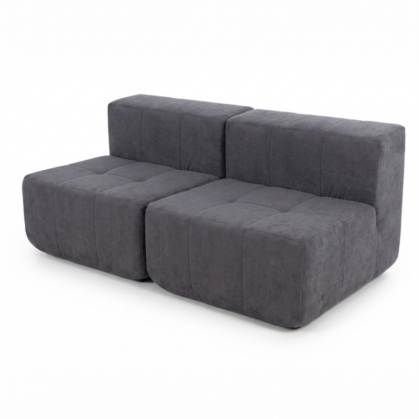Sofá Modular 2 Piezas 168cm Bouclé Kappesberg Azul Titanio