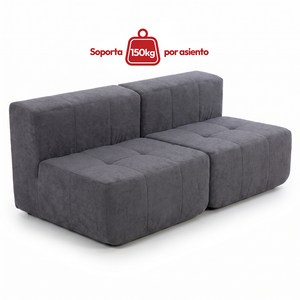 Sofá Modular 2 Piezas 168cm Bouclé Kappesberg Azul Titanio