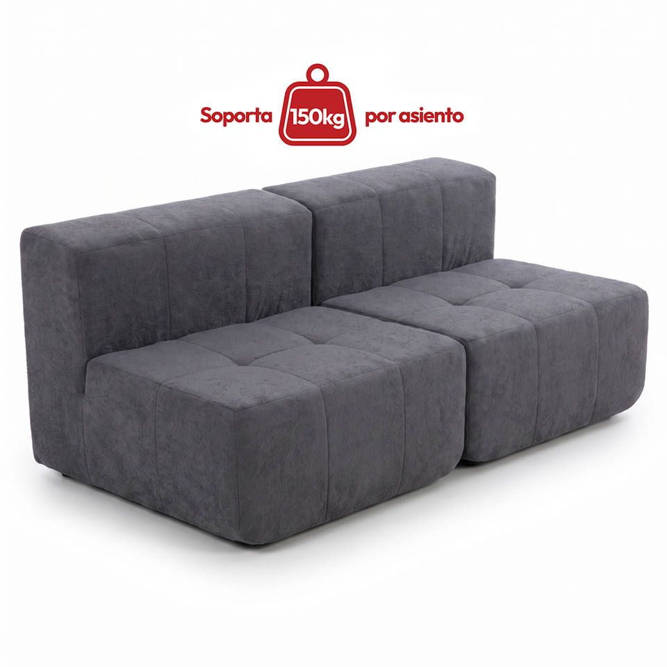 Sofá Modular 2 Piezas 168cm Bouclé Kappesberg Azul Titanio