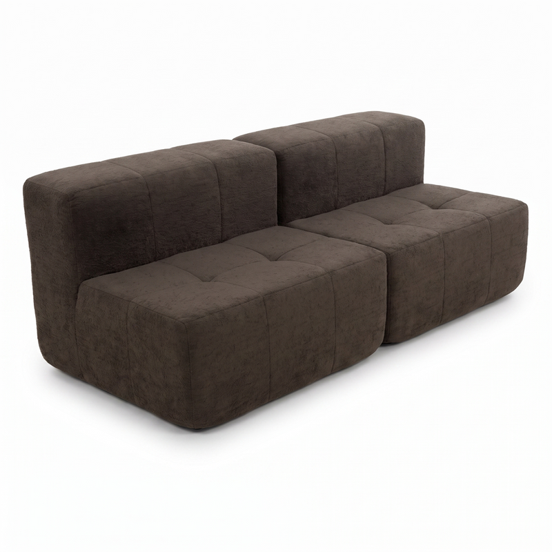 Sofá Modular 2 Piezas 168cm Bouclé Kappesberg Chocolate