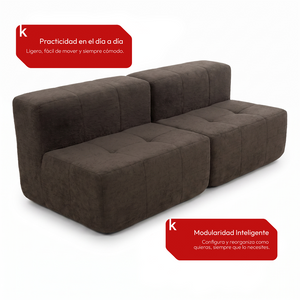 Sofá Modular 2 Piezas 168cm Bouclé Kappesberg Chocolate