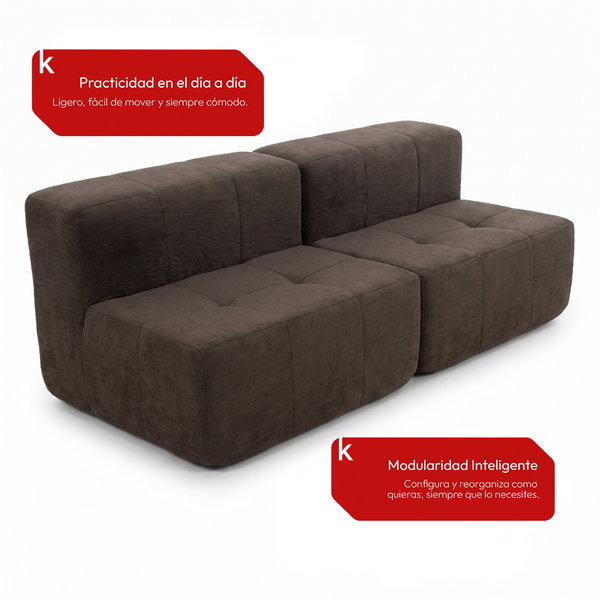 Sofá Modular 2 Piezas 168cm Bouclé Kappesberg Chocolate