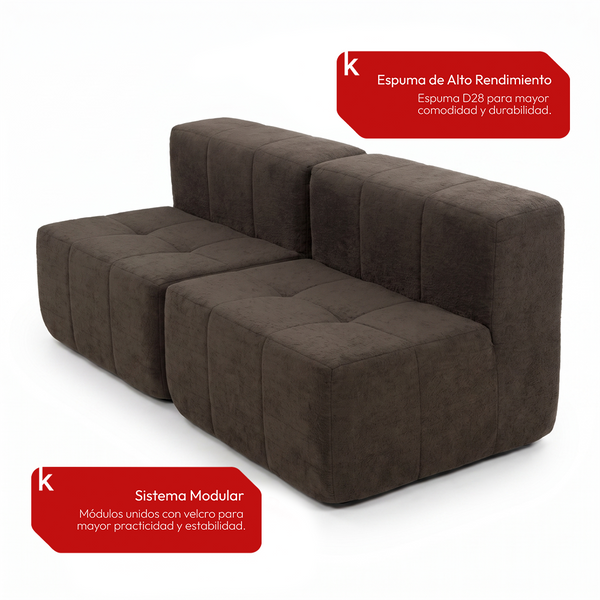 Sofá Modular 2 Piezas 168cm Bouclé Kappesberg Chocolate