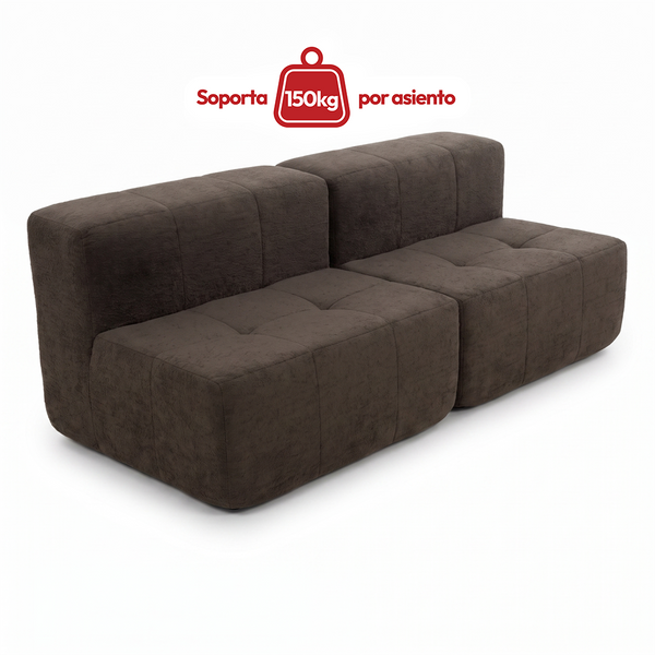 Sofá Modular 2 Piezas 168cm Bouclé Kappesberg Chocolate