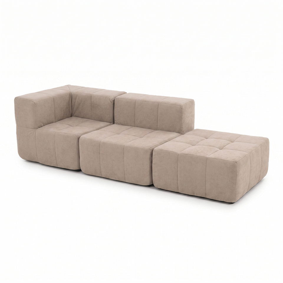 Sofá Modular 3 Piezas 258cm Bouclé Kappesberg Capuccino