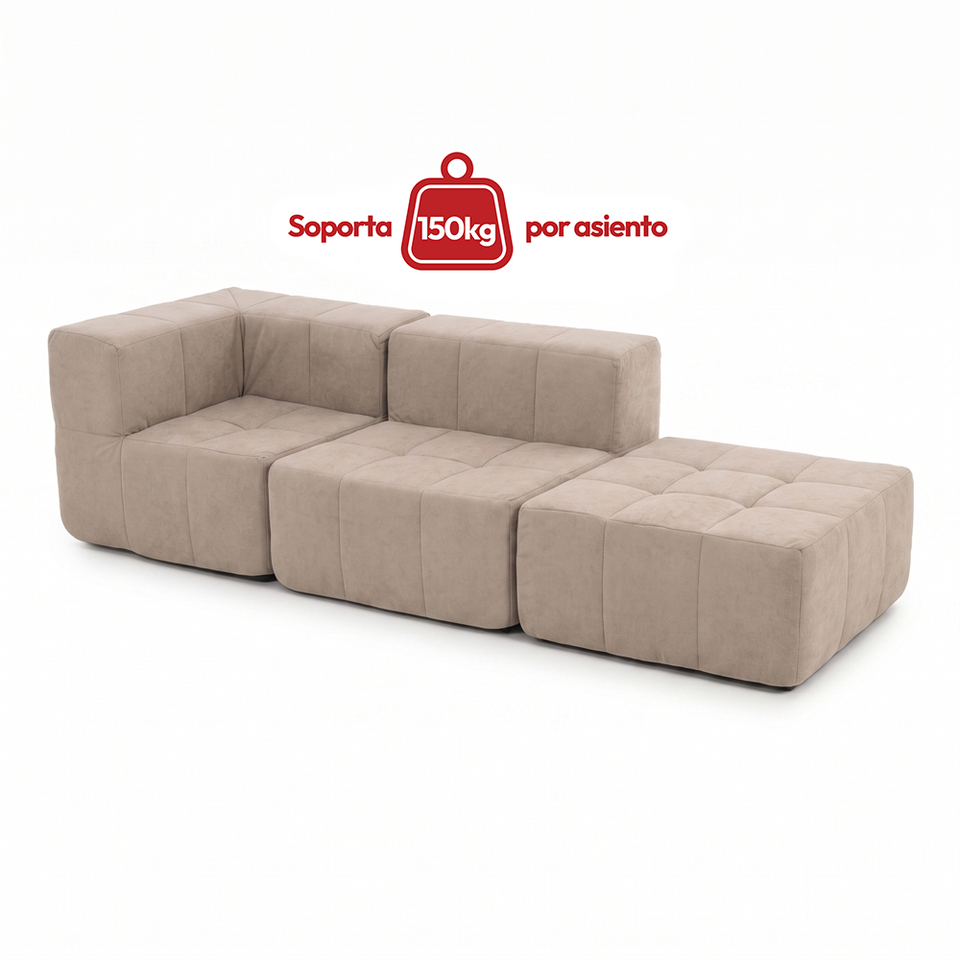 Sofá Modular 3 Piezas 258cm Bouclé Kappesberg Capuccino