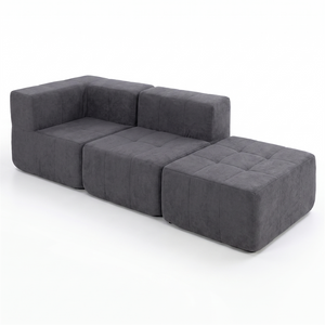 Sofá Modular 3 Piezas 258cm Bouclé Kappesberg Azul Titanio