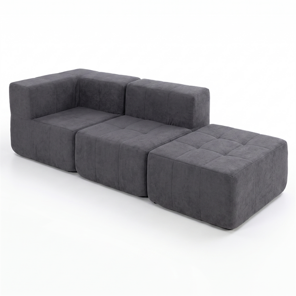 Sofá Modular 3 Piezas 258cm Bouclé Kappesberg Azul Titanio