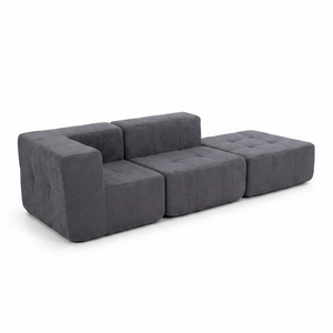 Sofá Modular 3 Piezas 258cm Bouclé Kappesberg Azul Titanio