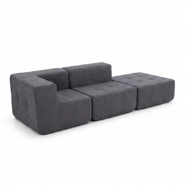 Sofá Modular 3 Piezas 258cm Bouclé Kappesberg Azul Titanio