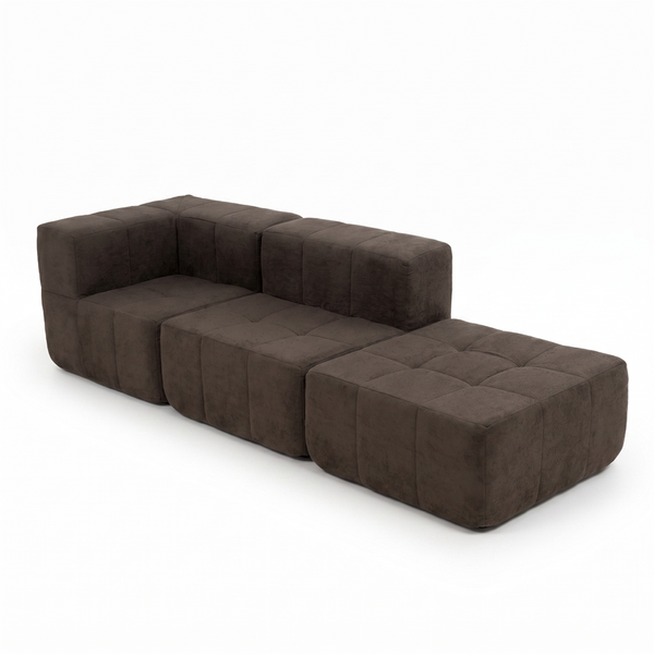 Sofá Modular 3 Piezas 258cm Bouclé Kappesberg Chocolate