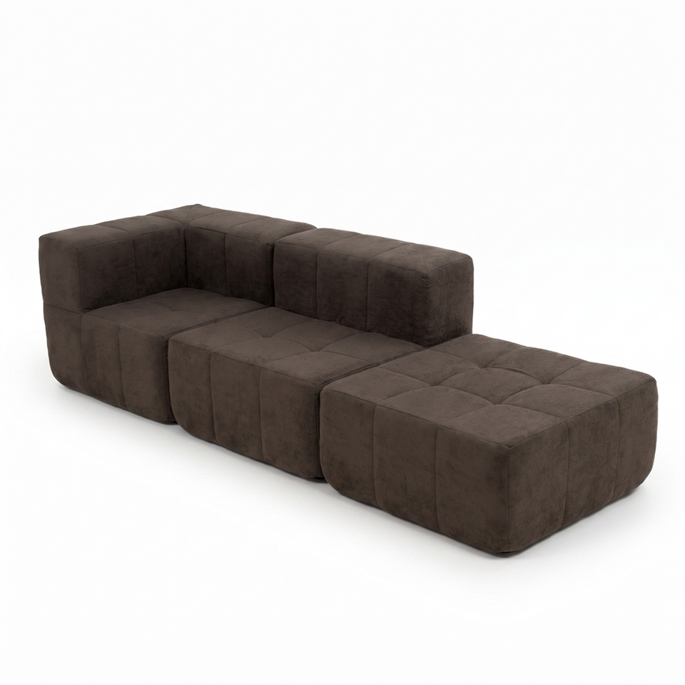 Sofá Modular 3 Piezas 258cm Bouclé Kappesberg Chocolate