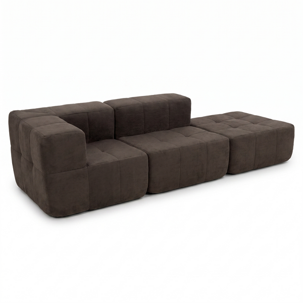 Sofá Modular 3 Piezas 258cm Bouclé Kappesberg Chocolate