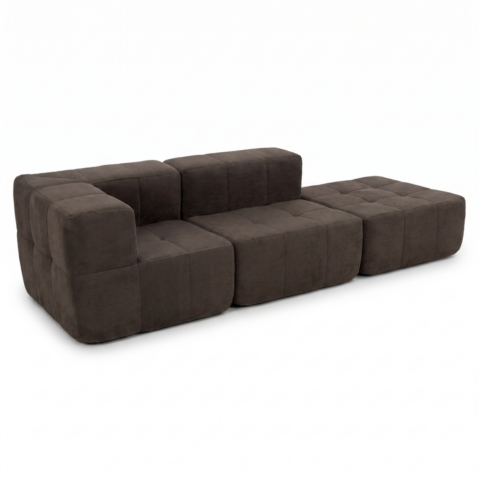 Sofá Modular 3 Piezas 258cm Bouclé Kappesberg Chocolate