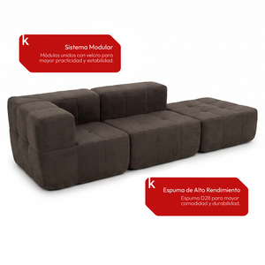 Sofá Modular 3 Piezas 258cm Bouclé Kappesberg Chocolate