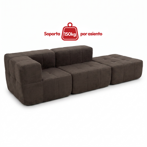 Sofá Modular 3 Piezas 258cm Bouclé Kappesberg Chocolate