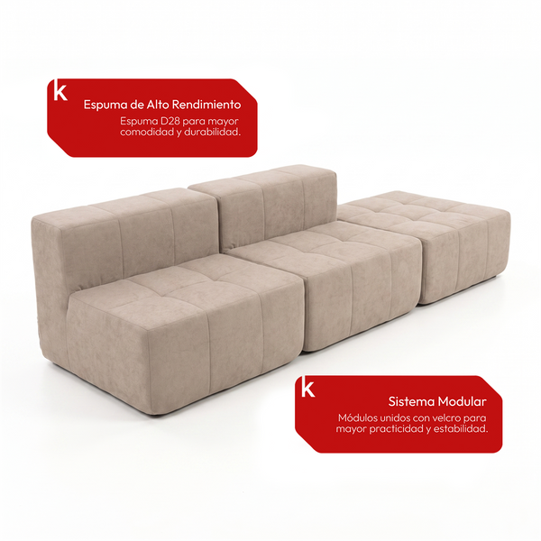 Sofá Modular 3 Piezas 258cm Kappesberg Capuccino