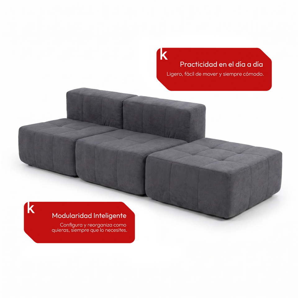 Sofá Modular 3 Piezas 258cm Kappesberg Azul Titanio