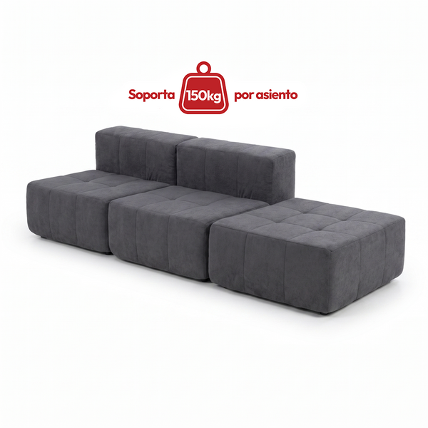 Sofá Modular 3 Piezas 258cm Kappesberg Azul Titanio
