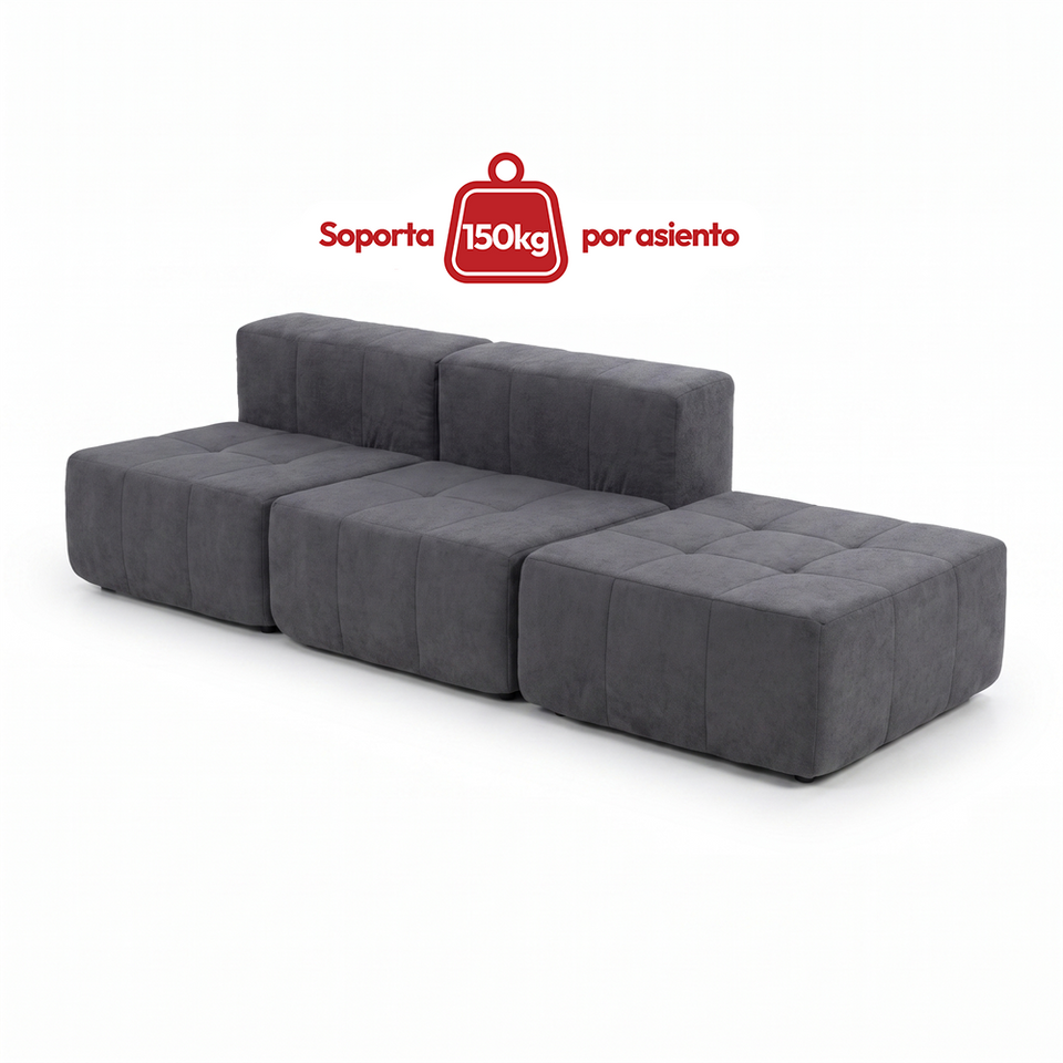Sofá Modular 3 Piezas 258cm Kappesberg Azul Titanio