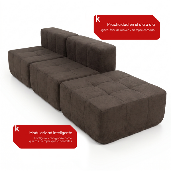 Sofá Modular 3 Piezas 258cm Kappesberg Chocolate