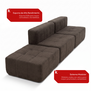 Sofá Modular 3 Piezas 258cm Kappesberg Chocolate
