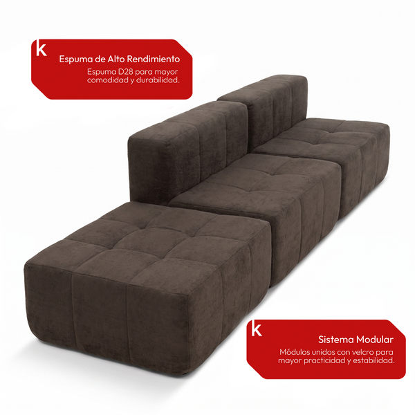 Sofá Modular 3 Piezas 258cm Kappesberg Chocolate