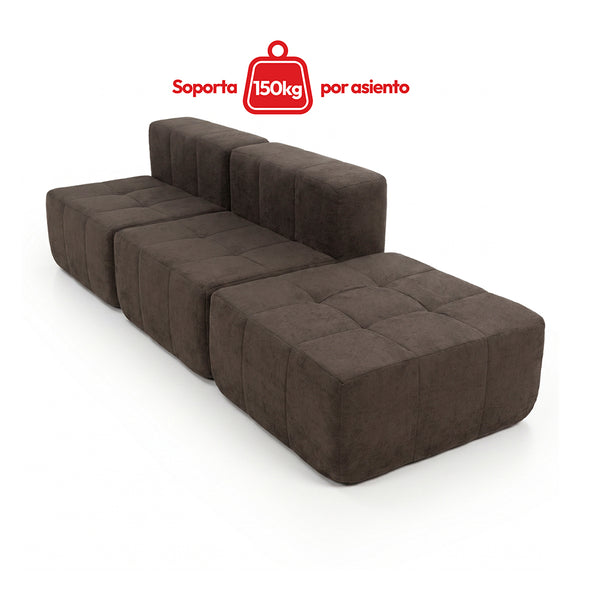 Sofá Modular 3 Piezas 258cm Kappesberg Chocolate