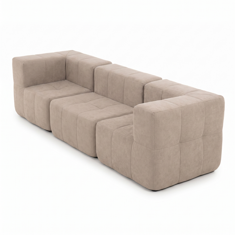 Sofá Modular 3 Piezas 256cm Bouclé (2 Esquineros + 1 Recto) Kappesberg Capuccino