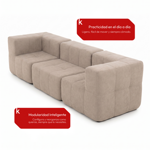 Sofá Modular 3 Piezas 256cm Bouclé Kappesberg Capuccino