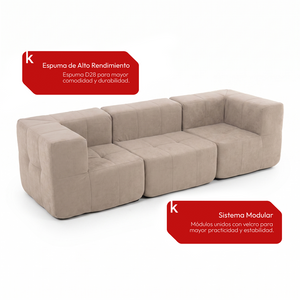 Sofá Modular 3 Piezas 256cm Bouclé Kappesberg Capuccino