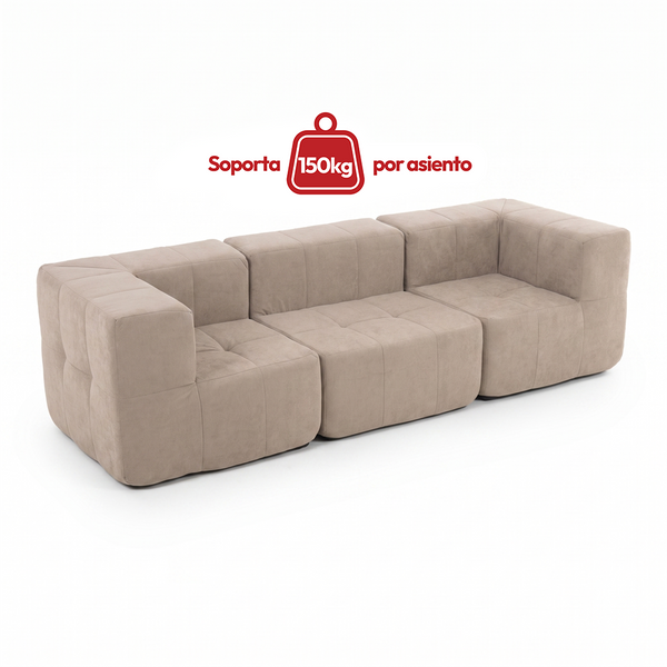 Sofá Modular 3 Piezas 256cm Bouclé Kappesberg Capuccino